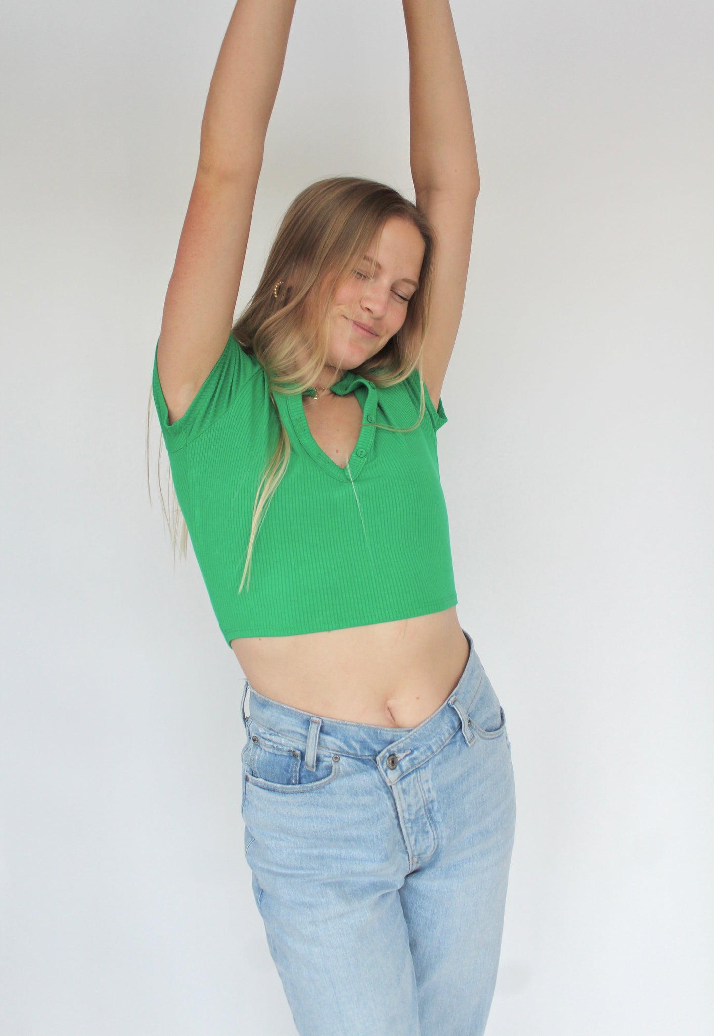 Cute As A Button Green Top