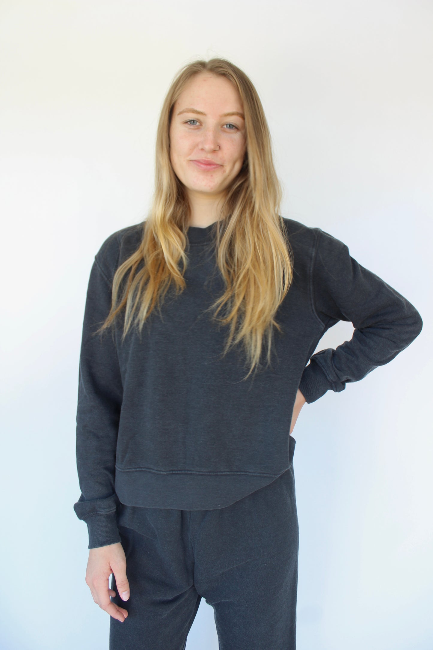 Charcoal Mineral Wash Crewneck