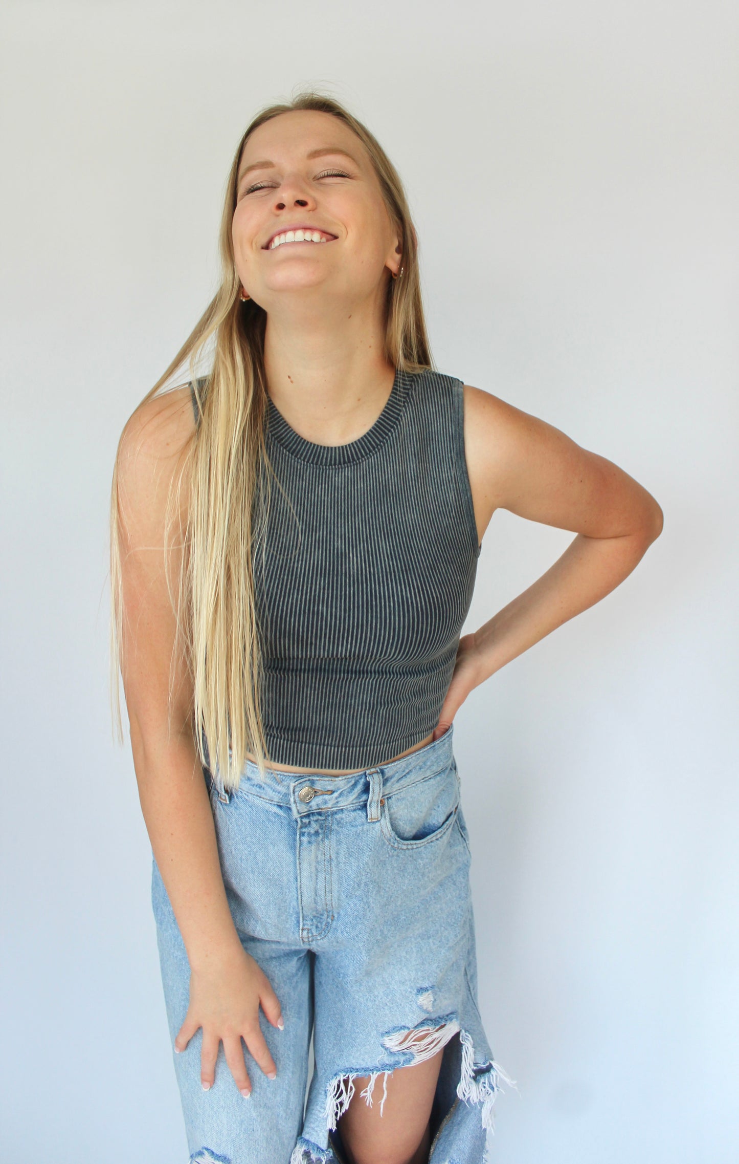 Maia Tank In Charcoal