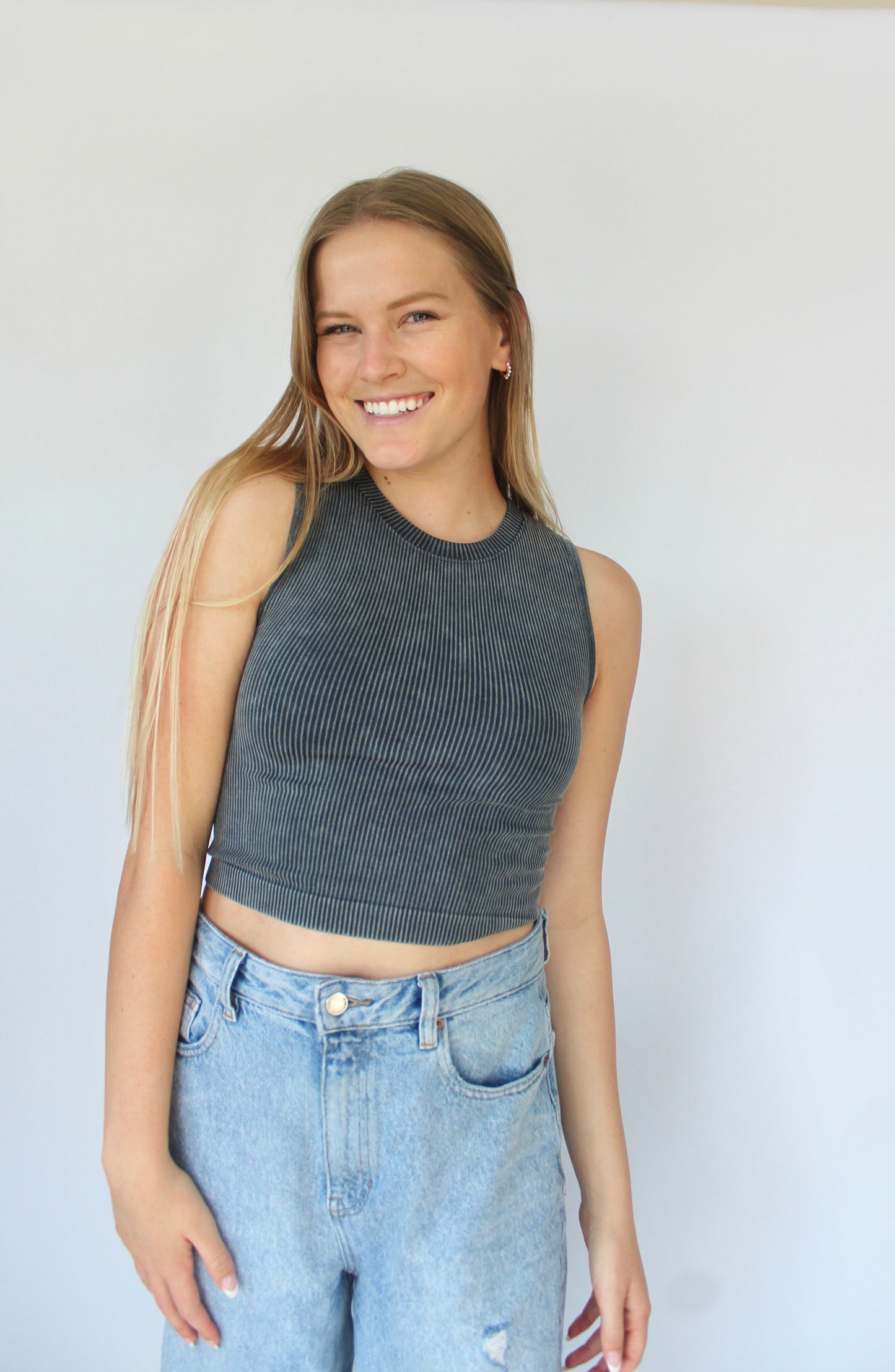 Maia Tank In Charcoal