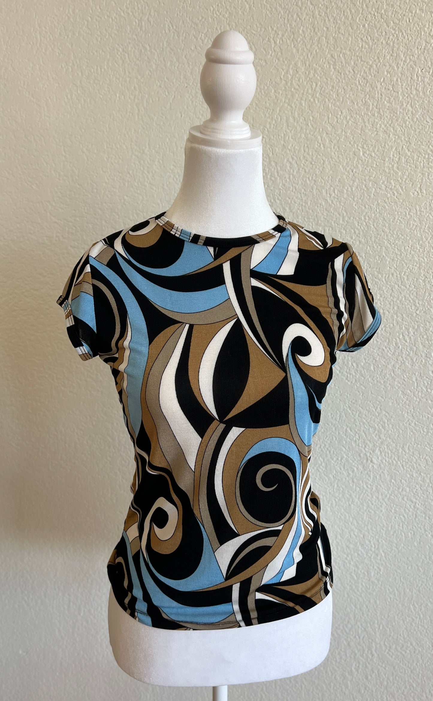 Blue Brown & Black Swirl Design Top