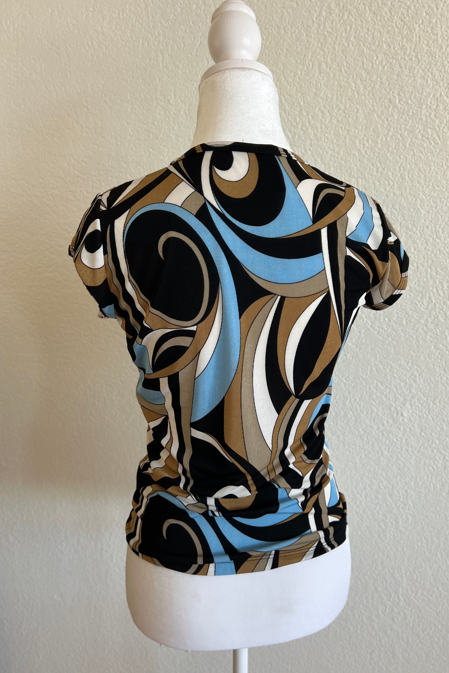 Blue Brown & Black Swirl Design Top