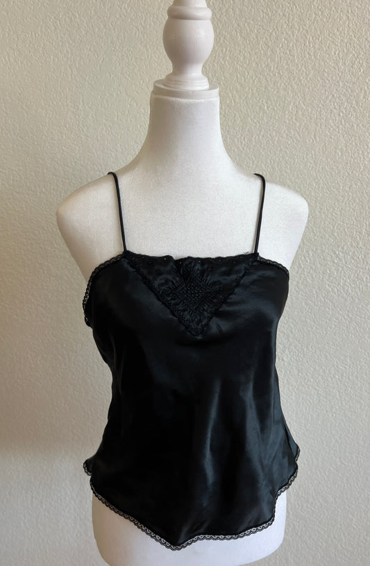 Black Satin Tank Top