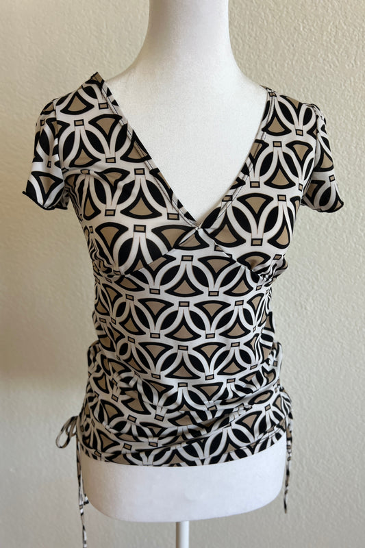 White Top w/ Black & Brown Design