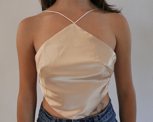 Champagne Backless Halter Top