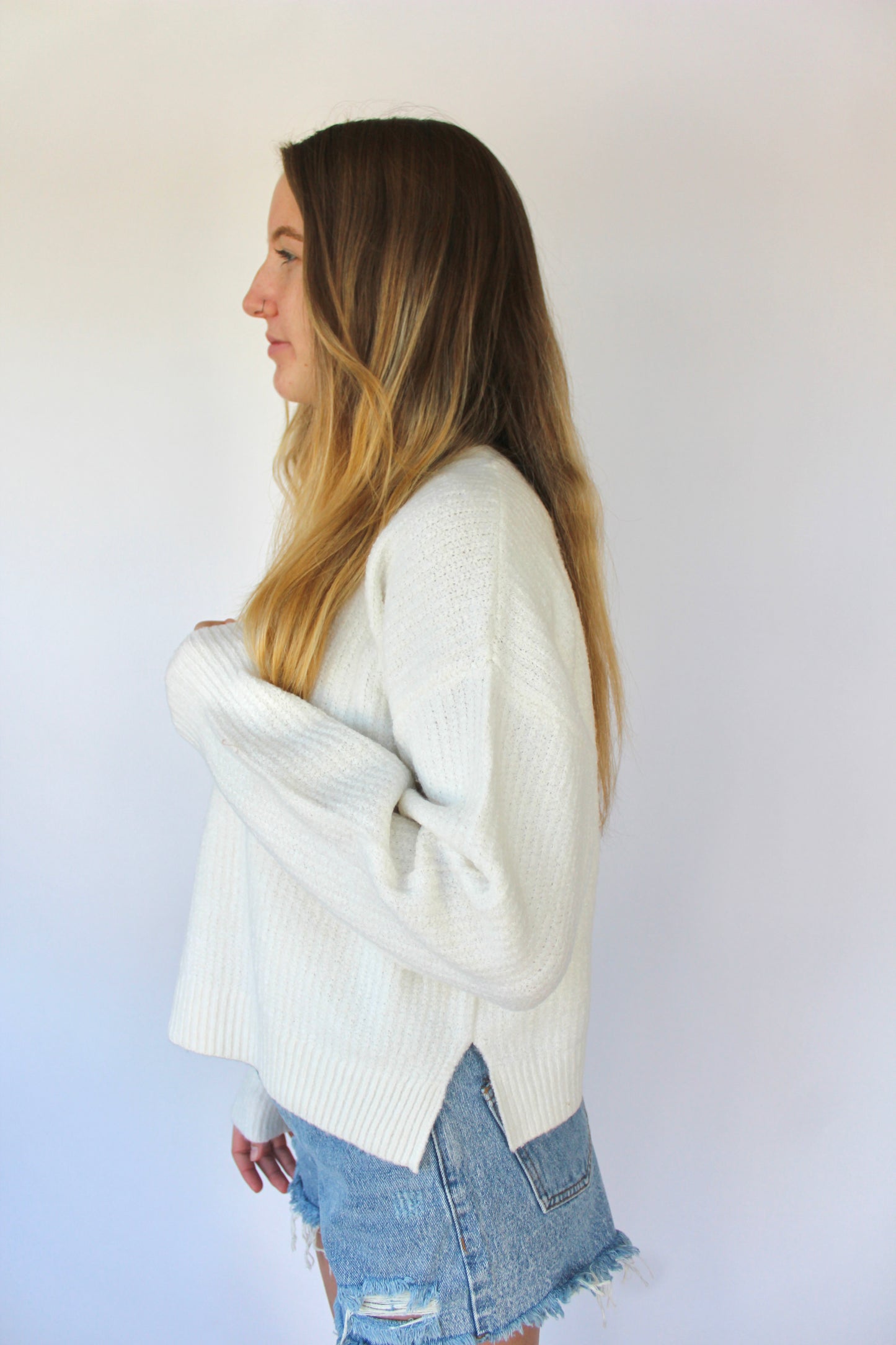 Cozy Morning Sweater in White