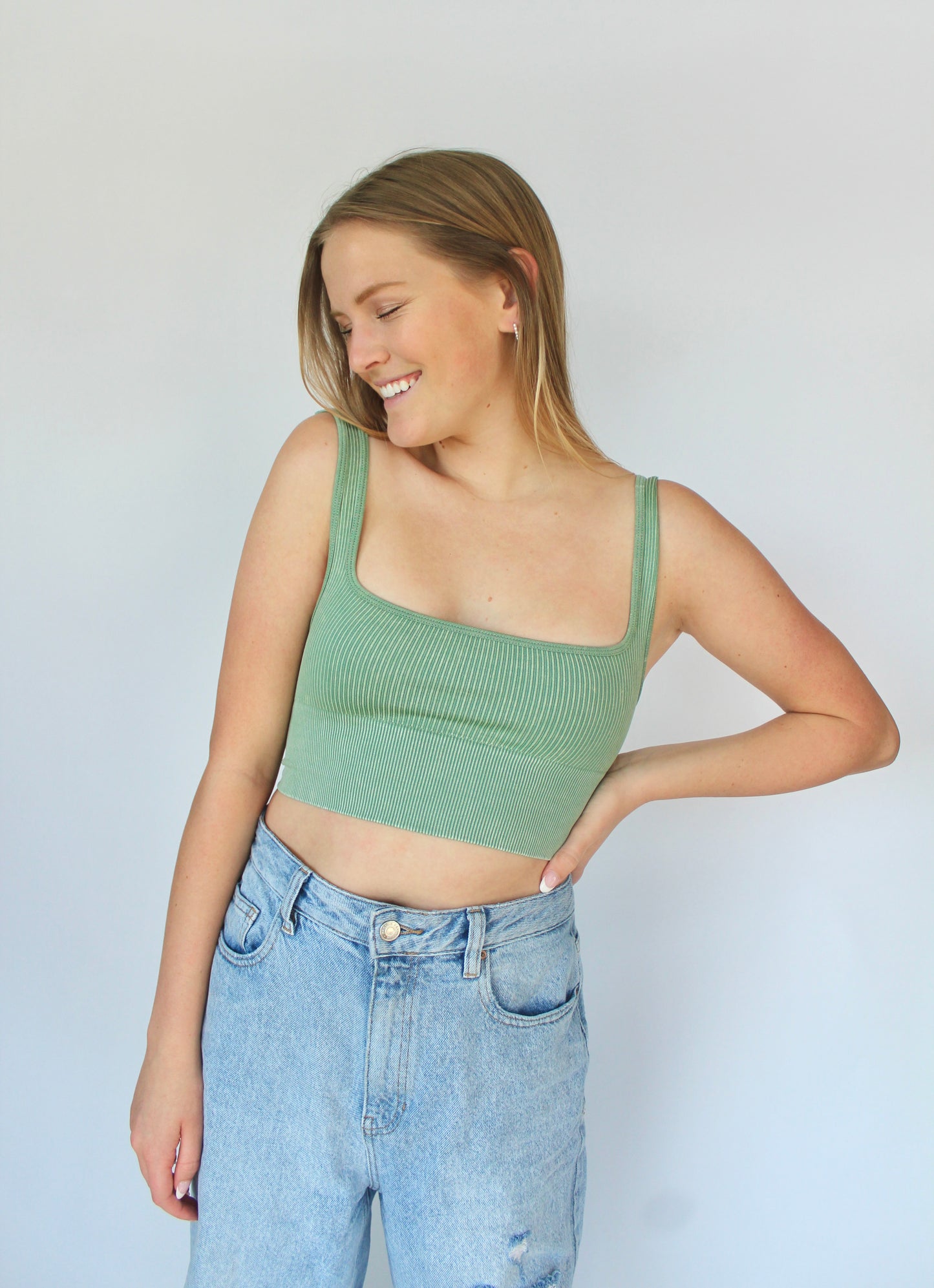Ronnie Cropped Tank In Sage